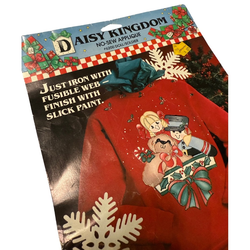 Vintage 90s Daisy Kingdom Christmas No-Sew Appliqué  Doll Teddy Bear Iron-on NWT
